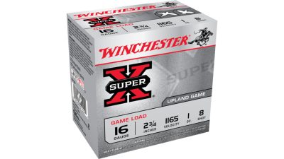 Winchester Super-X 16Ga Game Ammo, 2.75", 8 Shot (XU168)