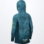 Youth derby UPF hoodie blue camo back