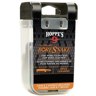 Hoppe's No. 9 Boresnake Snake Den .17/.20 Caliber Pistol Length Pull Thru Bore Cleaning Rope with Bronze Brush and Carry Case with Pull Handle Lid
