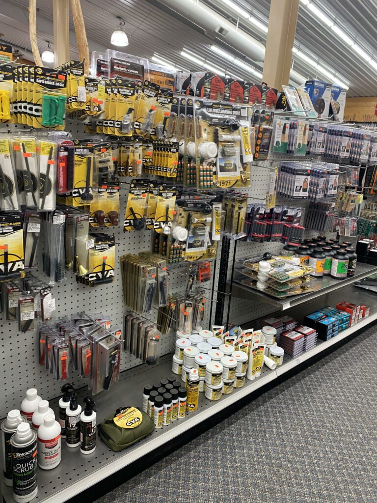 Display selection of Gun Cleaning Supplies available in stock.