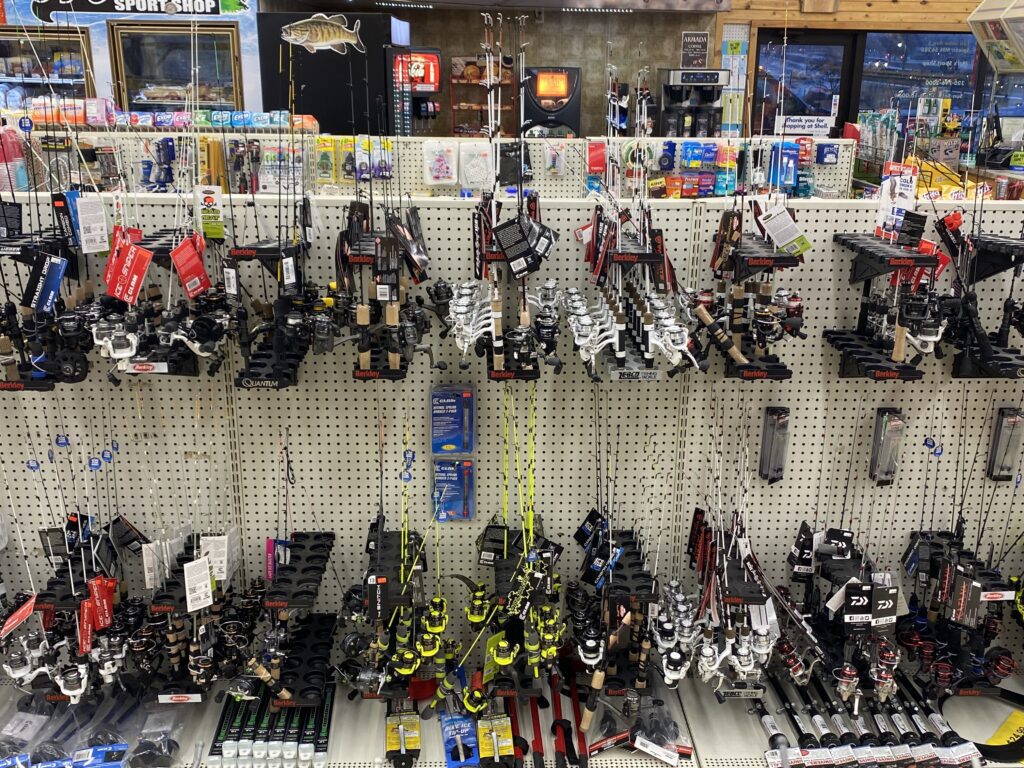 Display selection of Ice Fishing Rod & Reel Combos available in stock.