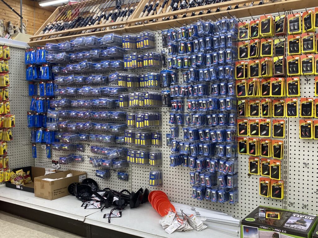 Display selection of Ice Fishing Jigs available in stock.