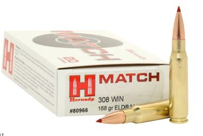 Hornady ELD Match .308 Winchester 168 Grain Centerfire Rifle Ammo