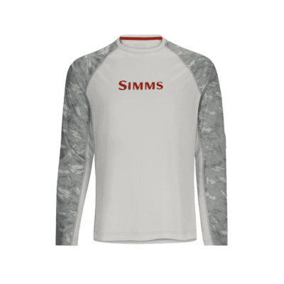 SIMMS MENS CHALLENGER SOLAR CREW WHITE/ GHOST CAMO STERLING