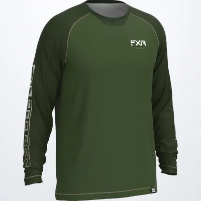 Men's FXR Derby Air UPF Long-Sleeve, Army & White