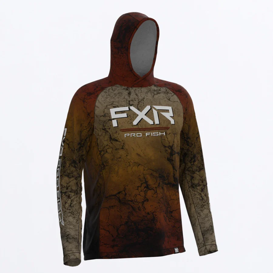 FXR Men's UPF Derby Hoodie Rust Ripple