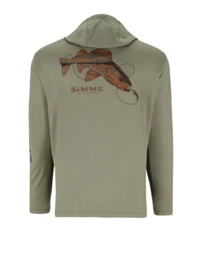 SIMMS MEN'S TECH HOODY ARTIST SERIES WILLOW WALLEYE LARGE 13521-1309-40