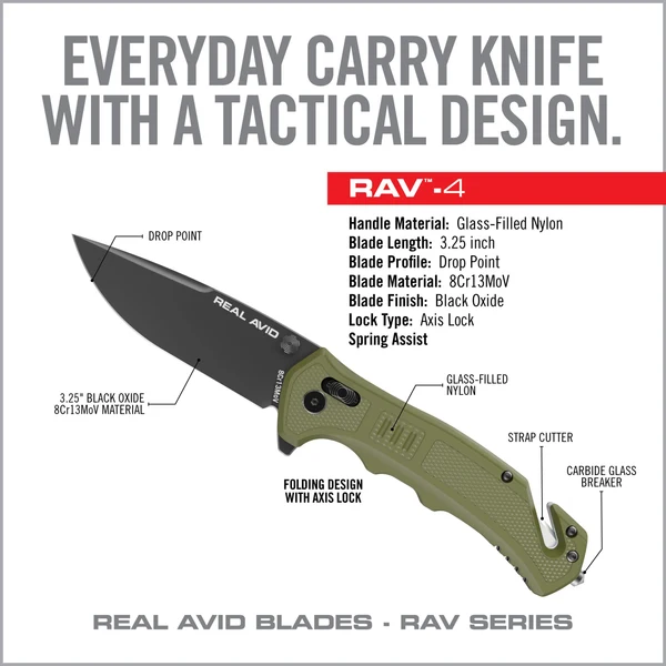 Real Avid Born Ready Spring Assist Pocket Knife AVRAV4 Real Avid Born Ready Spring Assist Pocket Knife AVRAV4